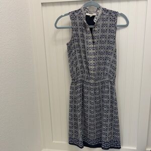 Max Studio Navy and White Geometric Midi Dress